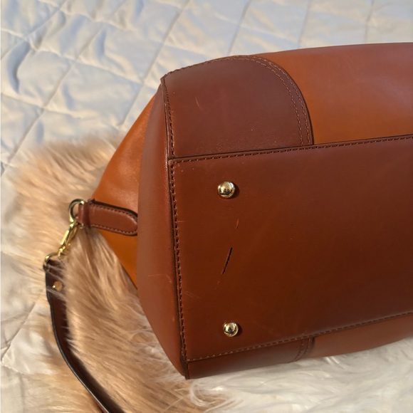 Ralph Lauren Tan and Brown Leather Satchel - Picture 6 of 8